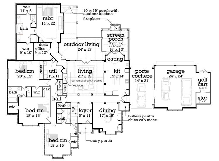 Main Level Floor Plan image of Sarasota Place House Plan